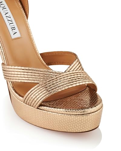 Aquazzura Ari Sandal Plateau 120, Soft Gold, 9.5