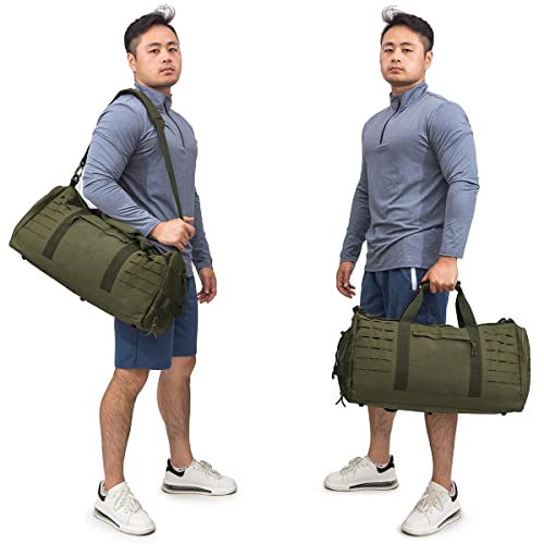 QT&QY 40L Military Tactical Duffle Bag For Men Sport Gym Bag Fitness Tote Travel Duffle Bag Training Workout Bag With Shoe Compartment Basketball Football Weekender Bag