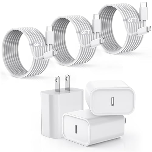 【Apple MFi Certified】Fast Charger iPhone ,Fast iPhone Charging Cord 3Pack iPhone Charger Fast Charging Plug Block 6FT USB C to Lightning Cable for iPhone 14/14 Pro Max/Plus/13 Mini/12/11/XR/XS,AirPods