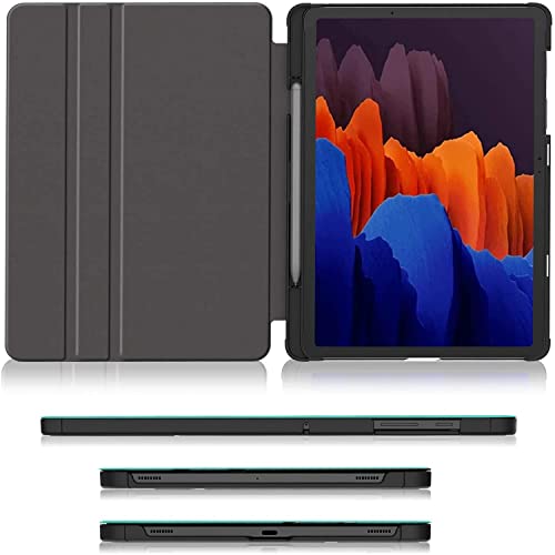 Soke Galaxy Tab S8+/S7 FE/S7 Plus Case with S Pen Holder [SM-X800/X806/T730/T736B/T970/T975] - Shockproof Stand Folio Case for Samsung Tab S8+ 2022/S7 FE 2021/S7 Plus 2020 12.4" Tablet,Book Black