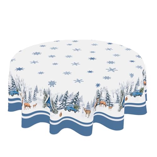 Barneova Boho Tablecloth Round 60 Inch Bohemian Green Floral Decorative Outdoor Table Cloth Farmhouse Vintage Flower Table Cover for Dining Room Kitchen Holiday Party Picnic Indoor Outdoor Home Decor