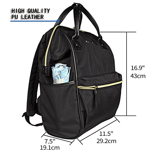 KROSER Laptop Backpack 15.6 Inch Stylish Backpack Doctor Bag Water Repellent College Casual Daypack with USB Port Travel Business Work Bag for Men/Women-Black