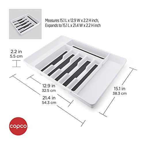 Copco Basics 6 Compartment Expandable Drawer Organizer, White/Charcoal Gray