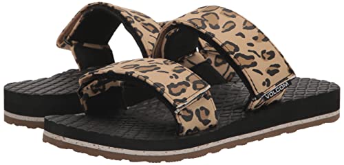 Volcom Women's ECO Recliner Slide Sandal, Leopard, 5