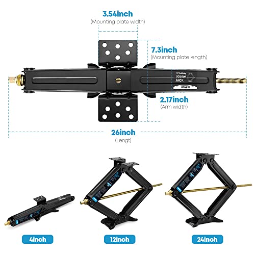 [Upgrade] Kohree 7500lbs RV Stabilizer Leveling Scissor Jacks 24" for Travel Trailer Camper, Set of 2, Heavy Duty RV Stabilizer Jacks Kit with Crank Handle and Drill Bit