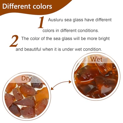 Ausluru 5LB Frosted Sea Glass Vase fillers Crushed Glass, Sea Glass Decor Ideal for Christmas DIY Craft, Aquarium Gravels, Home Decor Crushed Sea Glass Pieces for Beach Wedding, 0.7-3 Inch Amber