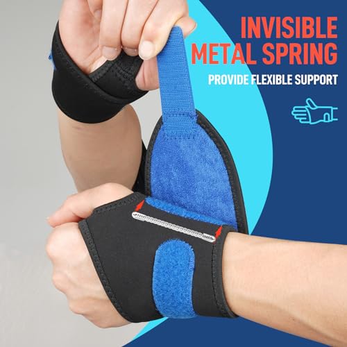 FEATOL 2 Pack Wrist Wraps for Pain, Carpal Tunnel, Tendonitis, Wrist Support for Work Men and Women, Adjustable Wrist Support Brace Right & Left Hand, Daily Wrist Protector Small