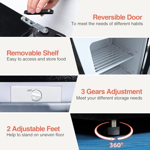 Tymyp Upright Freezer 3.6 Cu.ft Mini Freezer with Reversible Single Door, Undercounter Small Freezer with 3 Adjustable Thermostat for Home/Dorms/Apartment/Office (Stainless Steel)