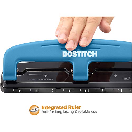 Bostitch Office EZ Squeeze™ Reduced Effort 3-Hole Punch, 12 Sheets, Blue (2103), 12 Sheet Blue