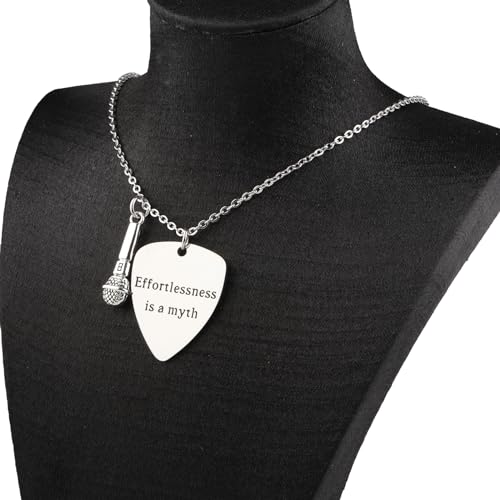 BEKECH Music Lover Necklace Singer Fans Gift Guitar Pick Pendant Necklace Outfits Jewelry Accessories Music Singer Fans Gift (Effortlessness is a myth)