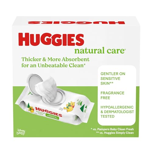 Huggies Natural Care Sensitive Baby Wipes, Unscented, 6 Flip-Top Packs, 48 Count (Pack of 6)