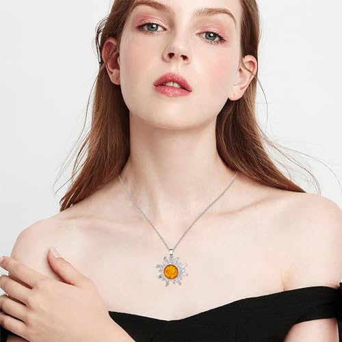 VIJASHOP Sun Necklace for Women Amber Sun Pendant Sun Jewelry Amber Necklace Jewelry Valentine's Day Gift for Girlfriend Wife
