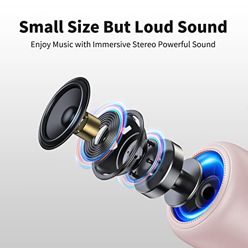 Bobtot Portable Bluetooth Speakers with Strap Easy to Carry, Wireless IPX5 Waterproof Mini Speaker with Loud Stereo Sound,15 Hours Playtime, Rechargeable Battery, Built-in Microphone, Black