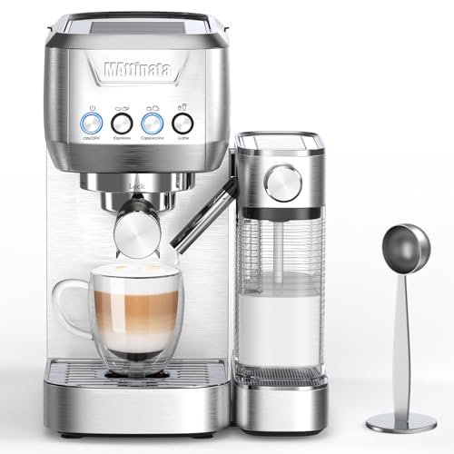 Espresso Machine 20 Bar, Cappuccino Machine for Home with 2.0 Long Life Automatic Milk Tank, Espresso Maker with Milk Frother, Stainless Steel-Mattino Pro