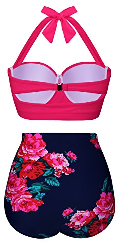Angerella Women's Fashion Leopard Printed Swimsuits High Waisted Bikini Classic Style Juniors Swimwear Black,M