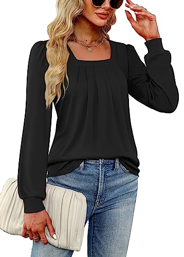 Funlingo Women 2024 Fashion Long Sleeve Shirts Soft Winter Clothes Loose Trendy Ladies Tops and Blouses Light Purple S