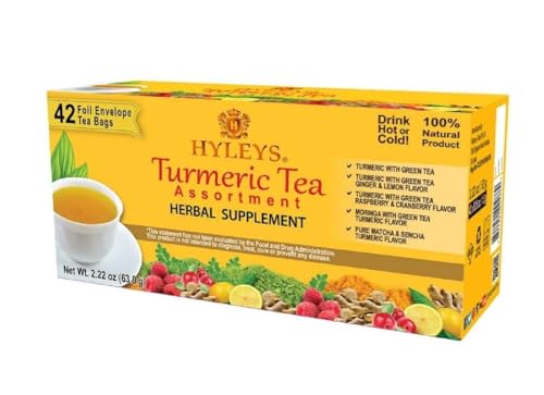 Hyleys Turmeric & Green Tea - Natural Antioxidant Herbal Tea - 50 Tea Bags