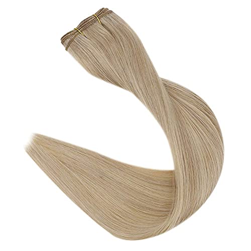 Full Shine Weft Hair Extensions Human Hair Balayage Blonde Straight Sew in Hair Extensions Brown Ombre Blonde And Brown Extensions Invisible Silky Brazilian Hair Extensions 14 Inch 100 Grams