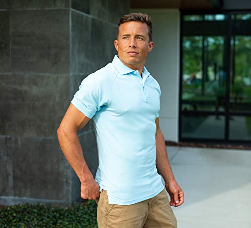 CC Perfect Slim Fit Polo Shirts for Men + Stretch | Breathable Sweat Wicking Short Sleeve Fitted Collared Mens Polo T Shirt Royal Blue