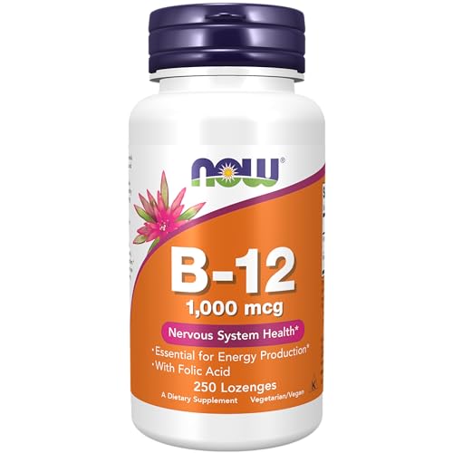 NOW Supplements, Vitamin B-12 1,000 mcg with Folic Acid, Nervous System Health*, 250 Chewable Lozenges