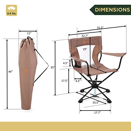 ARROWHEAD OUTDOOR 360° Degree Swivel Hunting Chair w/Armrests, Perfect for Blinds, No Sink Feet, Supports up to 450lbs, Carrying Case, Steel Frame, Fishing, High-Grade 600D Canvas, USA-Based Support,