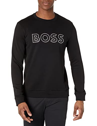 BOSS Men's Contrasting Logo Crewneck Sweatshirt, Coal, S