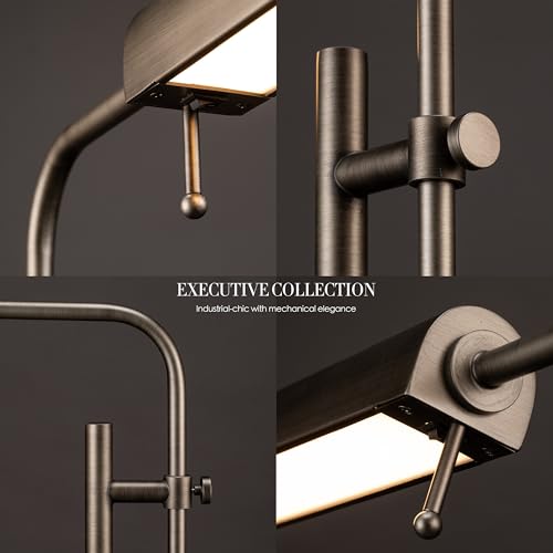 O'Bright Cedric Adjustable Pharmacy Floor Lamp - Industrial Design for Reading, Crafting, Work - 10W LED, Height 45-61 inches - Ideal for Living Room, Bedside, Office - Brushed Nickel