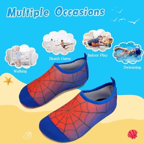 WateLves Kids Water Shoes Girls Boys Toddler Indoor House Slippers Barefoot Non-Slip First Walking Home Socks Shoes (Woven/Black, 34/35)