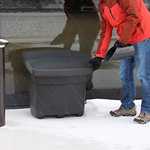 FCMP Outdoor - Outdoor Salt, Sand, and Storage Bin – Industrial Deck Box, Multi-purpose for Entranceways, Porch, Patio (SB140-BLK) Black (5 cu ft)
