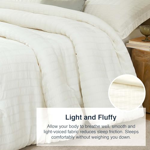 Quataly Black Twin/Twin XL Comforter Set - 2 Pieces Seersucker Lightweight Bedding Comforter Sets (1 Soft Fluffy Comforter & 1 Pillowcase) - All Seasons Cozy Modern Bed Sets for Women Men