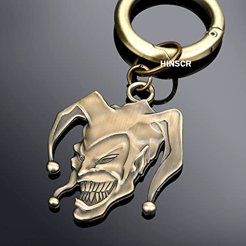 HINSCR Joker Keychain 3D Metal Joker Keyring Auto Decoration Key Pendants Joker Car Accessories Keychain gift for men (bronze)