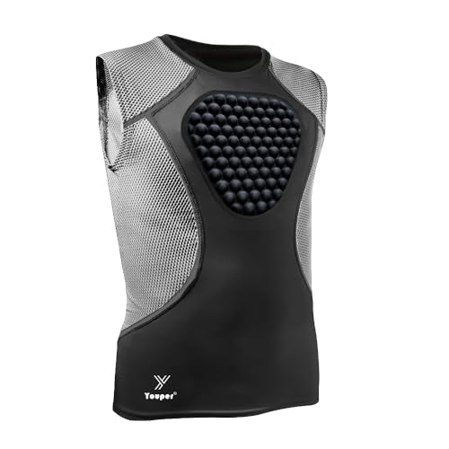 Youper Adult Padded Chest Protector Shirt, Heart-Guard/Sternum Protection for Baseball, Football, Lacrosse & Goalies (X-Small, White/Camo)