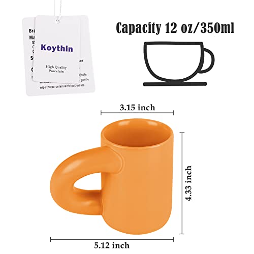 Koythin Ceramic Coffee Mug, Cute Creative Crooked Handle Mug Design for Office and Home, Dishwasher and Microwave Safe, 12 oz/350 ml for Latte Tea Milk (Grass Green)