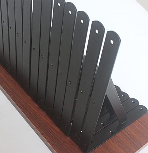 6 Pack L6" x H 4" Black Heavy Duty Shelf Brackets with Screws Metal Shelf Brackets Shelf Support Angle Brackets for Shelves L Brackets Heavy Duty Floating Shelf Brackets