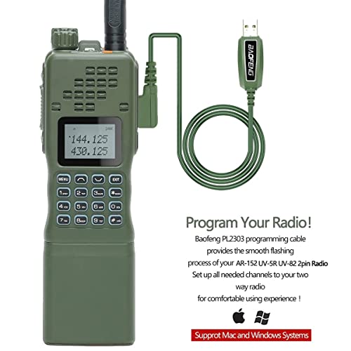 Baofeng AR-152 Military Grade 10 watt Ham Walkie Talkies for Adults,Long Range Rechargeable Tactical Radio with Green Speaker Mic and Tactical Antenna Full baofeng Accessories