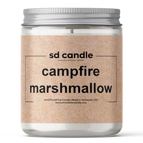 Campfire Marshmallow Scented Candle - 9oz Natural Eco-Friendly Handmade Soy Wax Candle by Silver Dollar Candle Co.