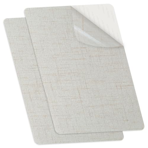 TXSN Linen Repair Patches, Self-Adhesive Linen Fabric Patches, Large Size 8X11 inch Repair Sofa Patches, Pack of 2 Beige Striped