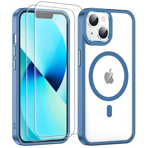 Redpepper for iPhone 13 Case,[Compatible with Magsafe][Anti-Yellowing] with Screen Protector,Slim Thin 10 FT Shockproof Phone Case 6.1 inch-Blue