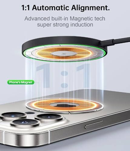 Magnetic Wireless Charger for iPhone 16/16 Pro/16 Plus/16 Pro Max,FDGAO 2 in 1 15W Fast Magnetic Charging Compatible with Mag-Safe Charger for iPhone 16/15/14/13/12 Series and AirPods 4/3/Pro