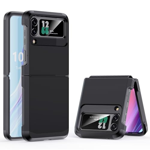 Designed for Galaxy Z Flip 3 Case with Hinge Protection,Samsung Flip 3 Heavy Duty Shockproof Full Body Protective Phone Case Cover for Z Flip 3 5G(2023)-Black