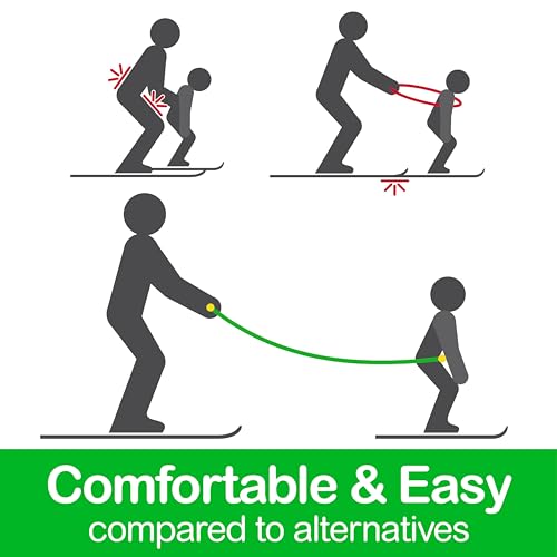 Slope Ropes Kids Ski Trainer to Teach Kids to Downhill Ski Safely with Proper Posture, Simple Harness Free Design, Fun for Parents and Kids (Blue/Green)