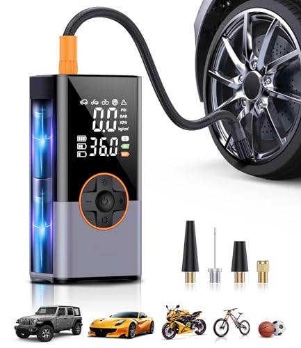 Tire Inflator Portable Air Compressor, 2X Faster Portable Air Pump with 25000mAh Battery, 150PSI Cordless Air Pump for Cars, Bike & Motorcycle Tires, Ball
