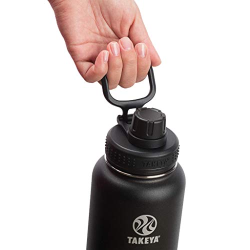 Takeya Actives 24 oz Vacuum Insulated Stainless Steel Water Bottle with Spout Lid, Premium Quality, Onyx