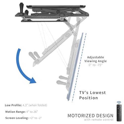 VIVO Electric Ceiling TV Mount for 32 to 70 inch Screens, Large Flip Down Motorized Pitched Roof VESA Mount, Master Pack, Black, MOUNT-E-FD70