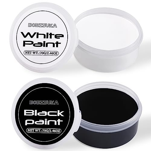 BOBISUKA Halloween Black and White Face Body Paint Oil Based Face Painting Kit for Adult Non Toxic Large Capacity Facepaint for Cosplay Clown Skeleton Vampire Special Effects Makeup