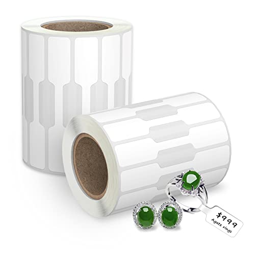 1000 Pcs Jewelry Price Tags Stickers Roll for Necklace Earring Price Identify, Labelchoice Rectangle Shape Self Adhesive White Blank Dumbbell Jewelry Tags Stickers for Bracelet, Ring, Clothing Display