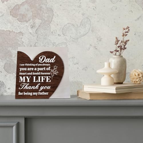 Dad Gifts, Heart Plaque Sign Decor, Heart Shaped Wooden Sign for Dad, Gift for Dad from Daughter Son, Father's Day Gift, Dad Sign Home Decor, Dad Birthday Gift, Thank You for Being My Father Sign