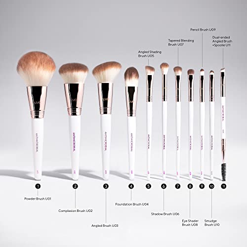 UVé Beauty Professional Bundle 11 PCs Makeup Brush Set Premium Synthetic Vegan Foundation Brush Blending Face Powder Blush Concealers Eyeshadow Brush Make up Brushes Set