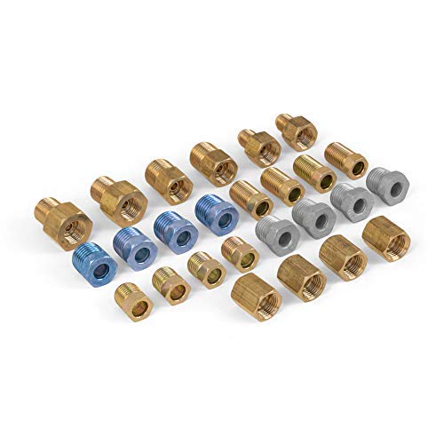 4LIFETIMELINES - Fitting Assortment Kit 1/4" Tube Nut, Union, Adapter; Brake System Line Repair, 8 Popular SKUs, Shatterproof Tackle Box, 16 Tube Nuts, 6 Adapters, 4 Unions