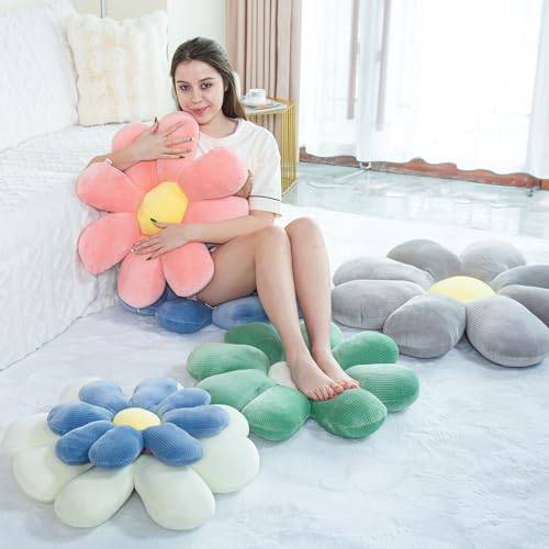 TaiBest Flower Pillow,Flower Shaped Throw Pillow,Flower Shaped Seating Cushion, Floor Pillow, Cute Room Decor & Plush Pillow (15.7, Cornflower Blue)